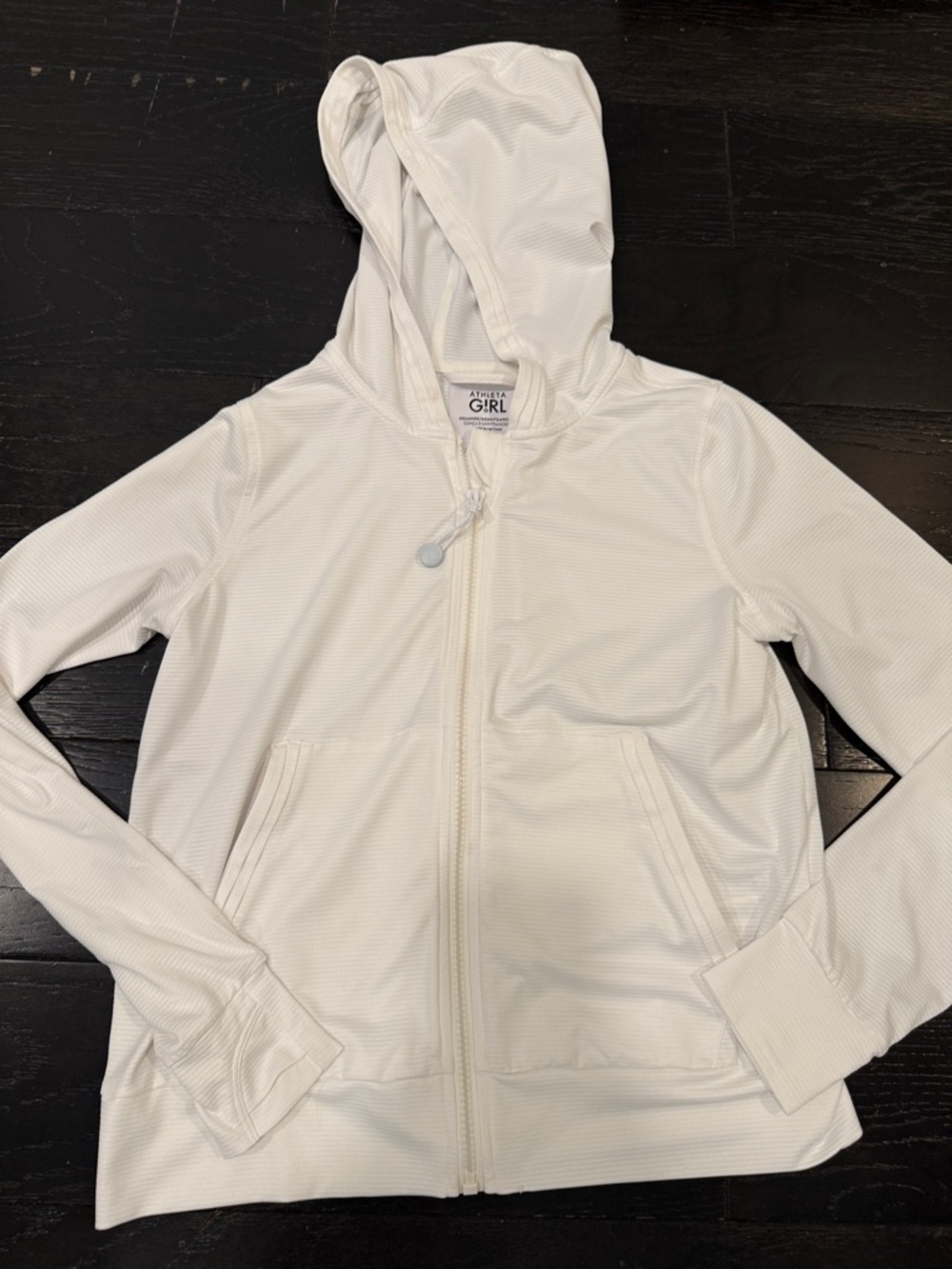 Athleta Girl's White Hooded Zip Jacket